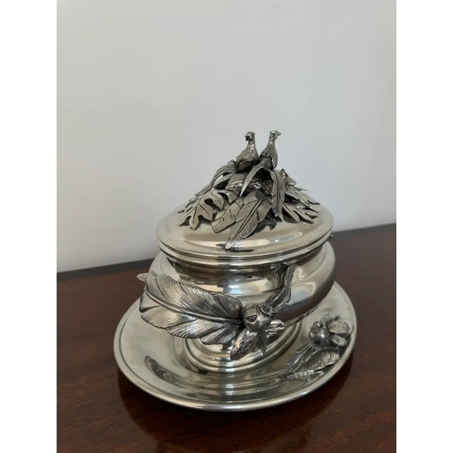 2010s Cipolla Pewter Pheasant Tureen & Under Plate For Sale - Image 5 of 11