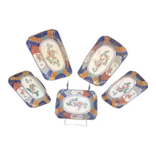19th Century Japanese Arita Imari Porcelain Rectangular Trays - Set of Five For Sale
