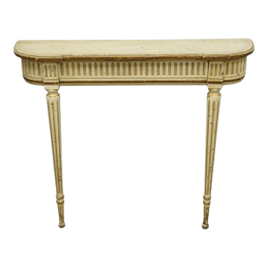 Vintage French Provincial Louis XVI Distress Cream Painted Wall Console Table
