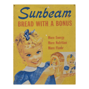 Vintage Sunbeam Bread "Little Miss Sunbeam" Porcelain Enamel Metal Sign