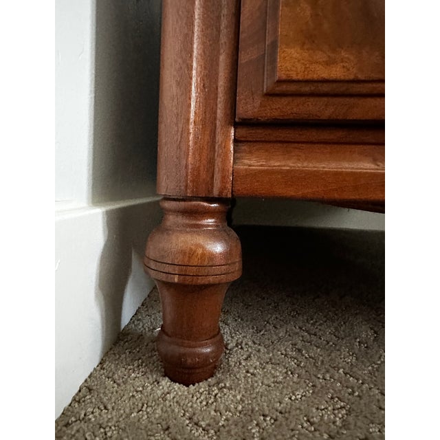 Traditional Late 20th Century Large Burl Walnut Double Pedestal Executive Desk With Glass Top | Brass Hardware | Traditional For Sale - Image 3 of 4