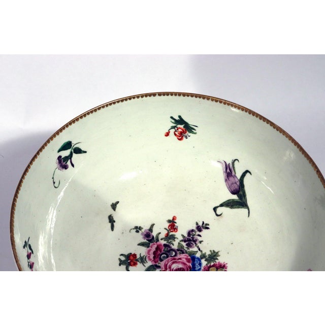 18th-Century First Period Worcester Porcelain Botanical Punch Bowl For Sale - Image 14 of 18