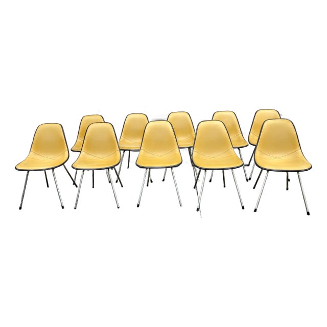 Black and Ochre Herman Miller Chairs- Set of 10 For Sale