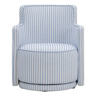 Passe Blue Striped Swivel Chair For Sale