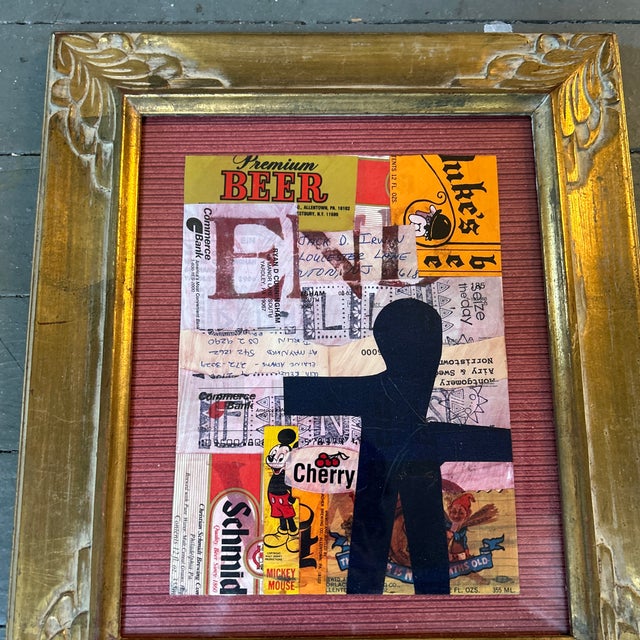 Contemporary original hands across America collage by Wayne Cunningham. Collage measures 6x8 and overall frame measures...