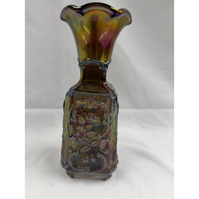 Glass Early 20th Century Imperial Carnival Iridescent Mephistopheles Devil Vase For Sale - Image 7 of 11