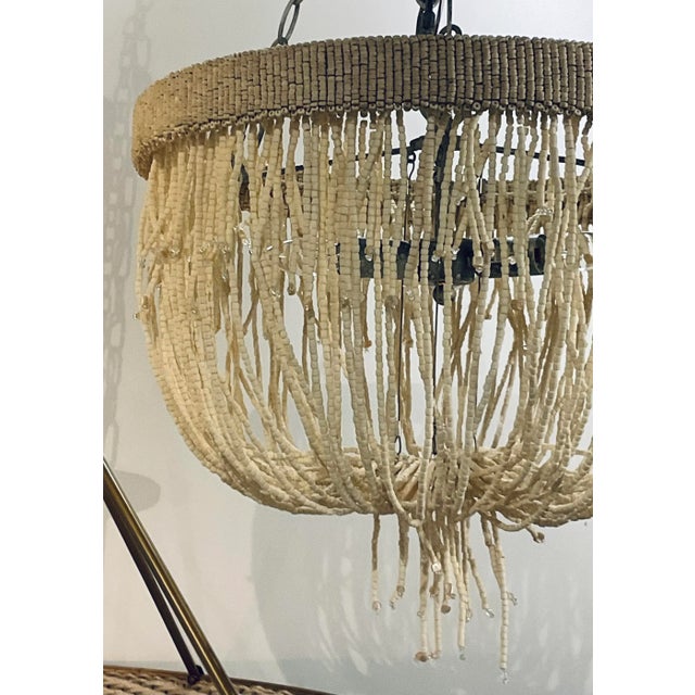 Contemporary Made Goods Organic Modern Cream Coco Beads Carmen Chandelier For Sale - Image 3 of 4