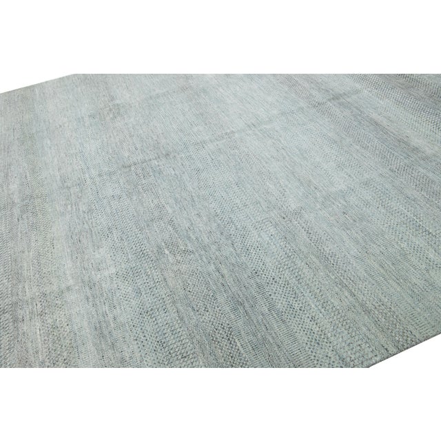 Modern Savannah Wool Rug Handmade in Light Green With Geometric Pattern For Sale In New York - Image 6 of 11