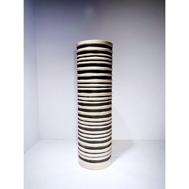 Gray Camel Cut Vase Vessel by Viterra Art Glass For Sale - Image 4 of 4