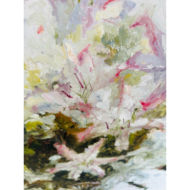 1970s Large Vintage Floral Oil on Canvas For Sale - Image 5 of 11