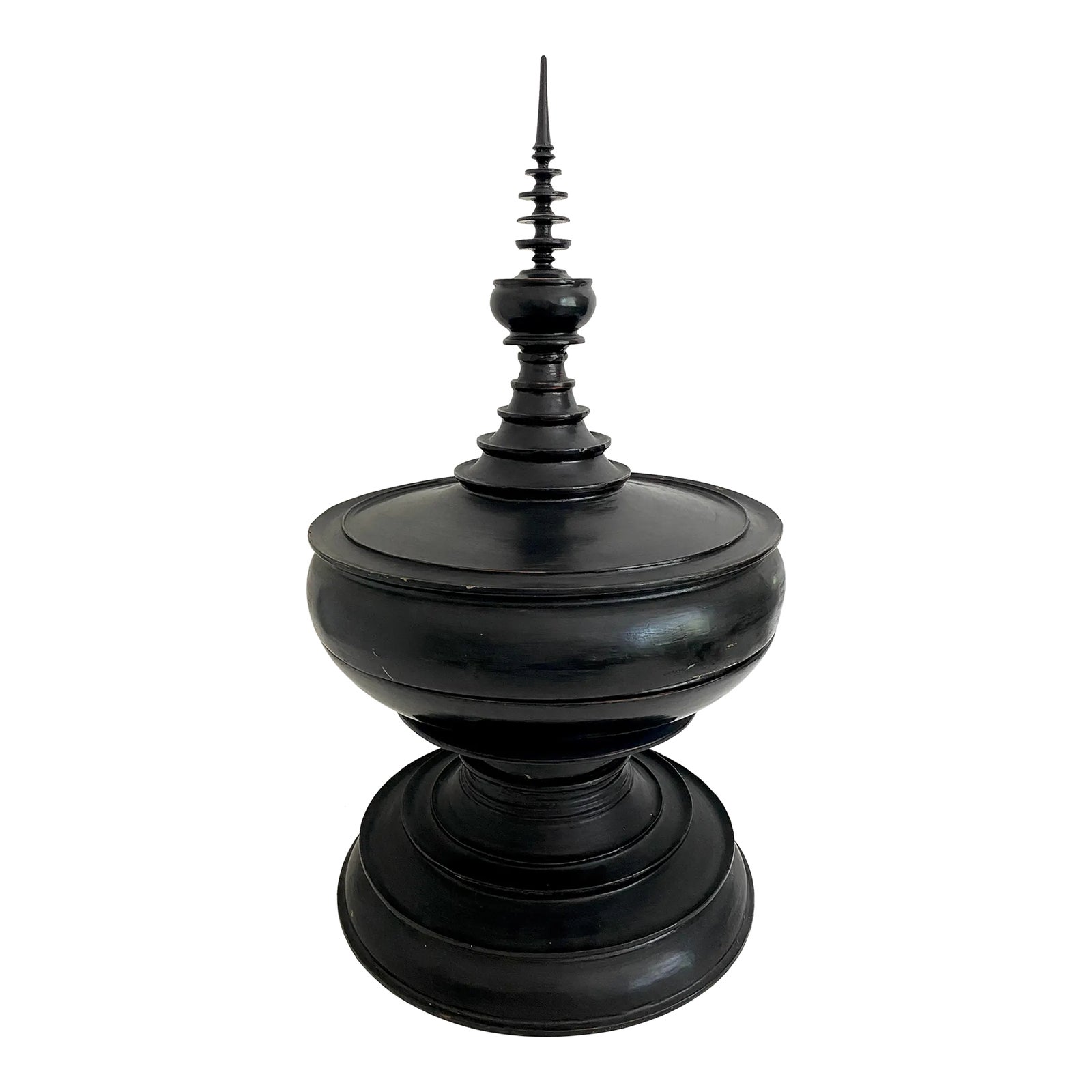Antique Black Lacquered Burmese Offering Vessel Temple Box 17 X 31 ...