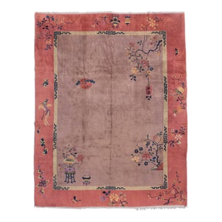 Antique Circa 1920's Taupy-Gray Chinese Art Deco Hand Knotted Rug 8ft 10in X 11ft 2in For Sale