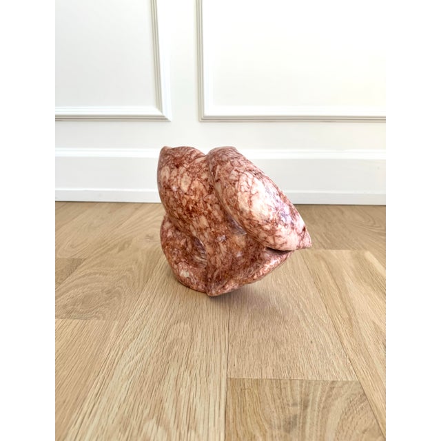 Mid 20th Century Modern Abstract Fish Sculpture in Rosa Portogallo Marble For Sale - Image 4 of 8