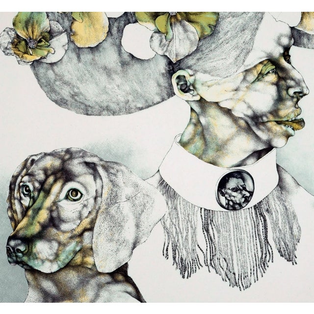 Reiner Schwarz (*1940 Hirschberg), The Lady with the Dog, 1971. Lithograph, 33 cm x 26 (image), 59 cm x 42 cm (sheet...