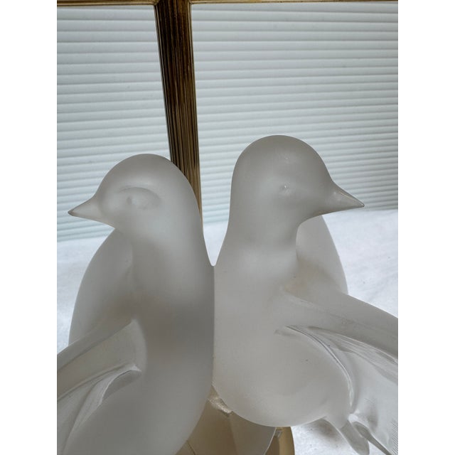 Mid 20th Century Lalique Ariane Glass Doves Table Lamp For Sale - Image 11 of 12