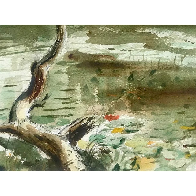 Vintage American Impressionist Watercolor Painting of a Lake by Harry Barton For Sale - Image 4 of 7
