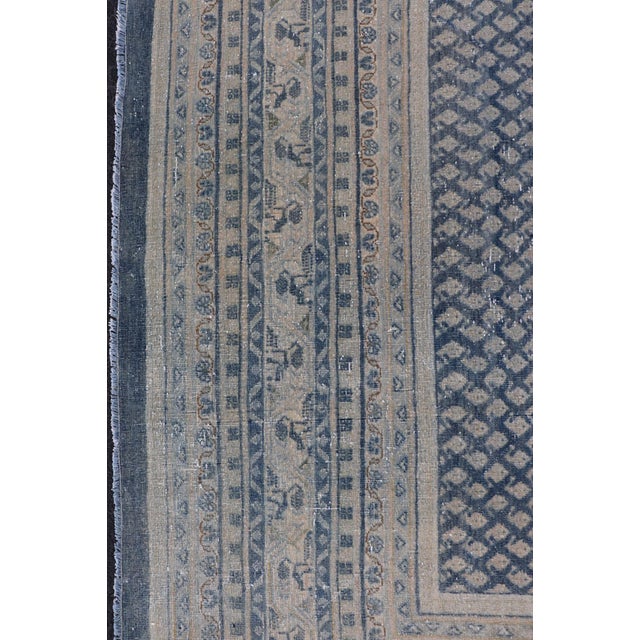 Traditional Minimalist Design Antique Persian Tabriz Rug With Modern Look in Blue Tones 8'10 X 11'9 For Sale - Image 3 of 16