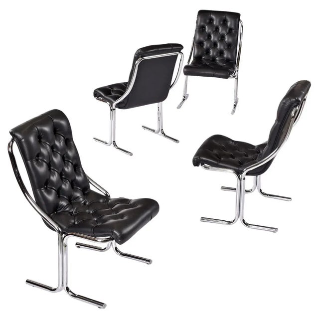 Black 1970s Post Modern Black and Chrome Dining Set With Daystrom Scoop Chairs For Sale - Image 8 of 12