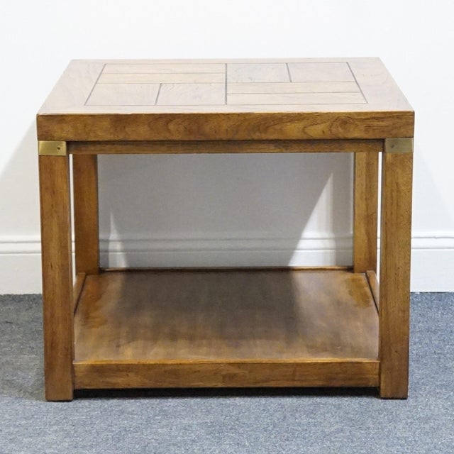 Drexel Heritage Woodbriar Collection Pecan Rustic European 26" Square Accent End Table 988-310 For Sale - Image 10 of 12