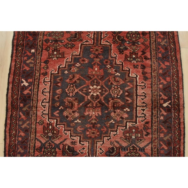1980s Hamedan Runner 3’6” X 9’7” Red Wool Vintage Tribal Hand-Knotted Oriental Rug For Sale - Image 5 of 14