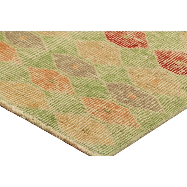 Vintage Zeki Müren Rug in Green With Colorful Geometric Pattern From Rug & Kilim For Sale In New York - Image 6 of 8