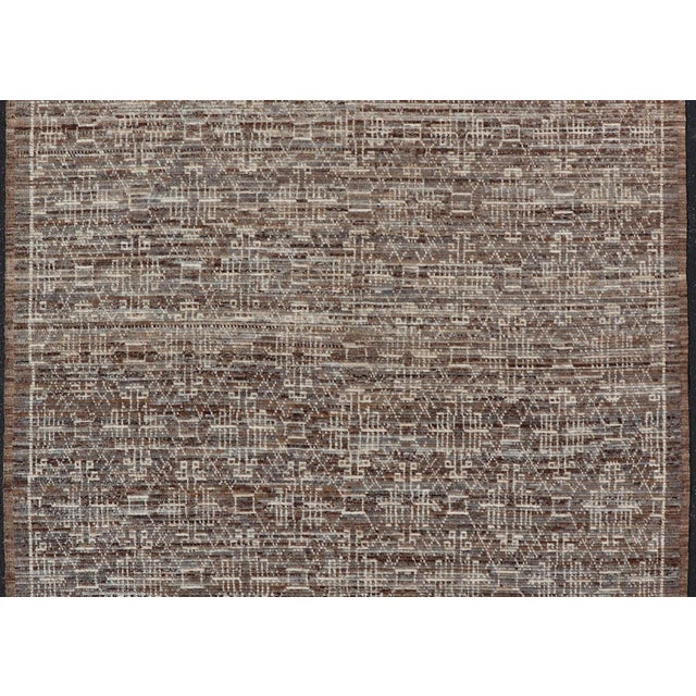 2020s Moroccan Design Rug in Wool Geometric Design in Brown by Keivan Woven Arts For Sale - Image 5 of 11