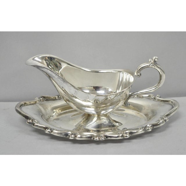 Vintage Fb Rogers Silver Plated Victorian Gravy Sauce Boat W/ Attached Dish For Sale - Image 10 of 15