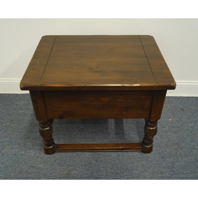 Ethan Allen Antiqued Pine Old Tavern 22x28"Accent End Table W. Eagle