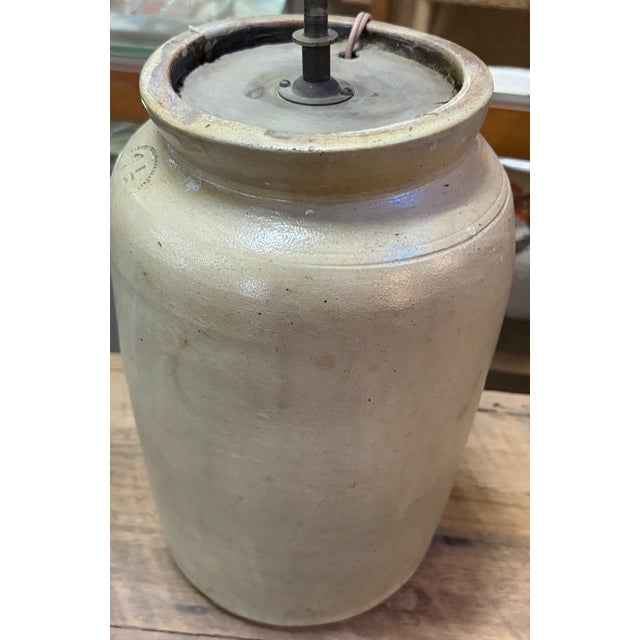 Poor of Antique American Salt Glaze Lamps Converted Into Lamps in the Mid Century For Sale - Image 9 of 9