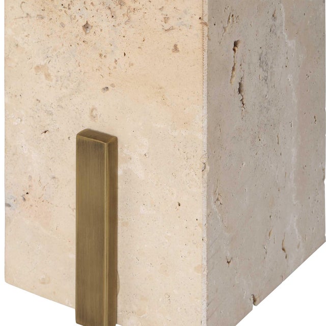 Feranno Travertine Accent Table For Sale - Image 9 of 9