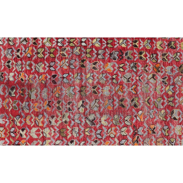 Colorful Vintage Konya Rug in Red Acid Green, Orange 4' X 8'10" For Sale - Image 10 of 12