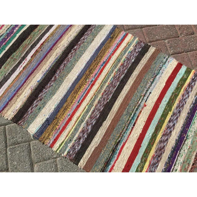 Purple Turkish Striped Hemp Kilim Runner - 29" X 112" For Sale - Image 8 of 9
