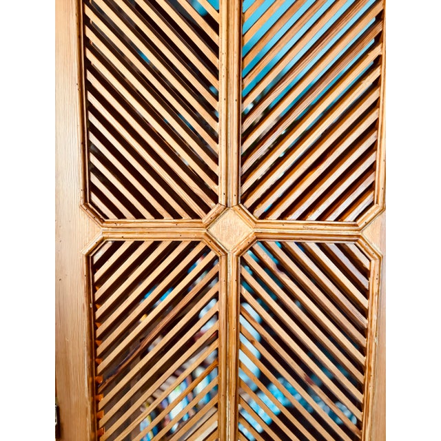 Mid-Century Modern Mid-Century Modern 1977 Chapman Vintage Wooden Louvered Folding Screen | Three-Panel Room Divider For Sale - Image 3 of 11