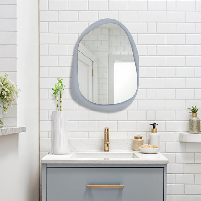 Ahrends Asymmetrical Mirror with Gray Glass Framing For Sale - Image 10 of 11
