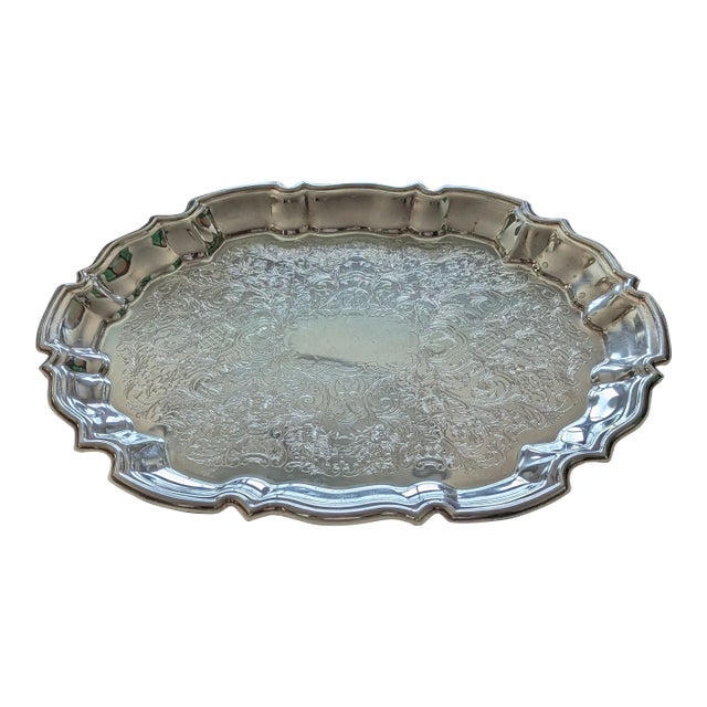 Vintage Holloware W&s Blackinton Silver Plate Chippendale Serving Tray For Sale
