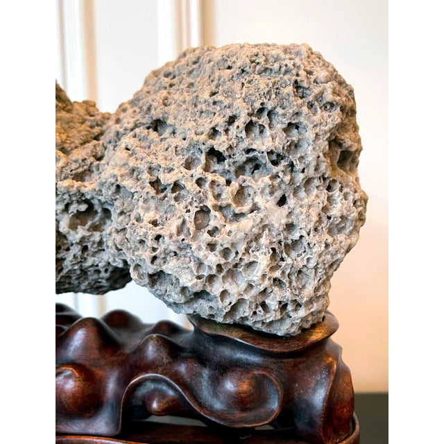 Rare Chinese Kun Scholar Stone on Display Stand For Sale - Image 17 of 18