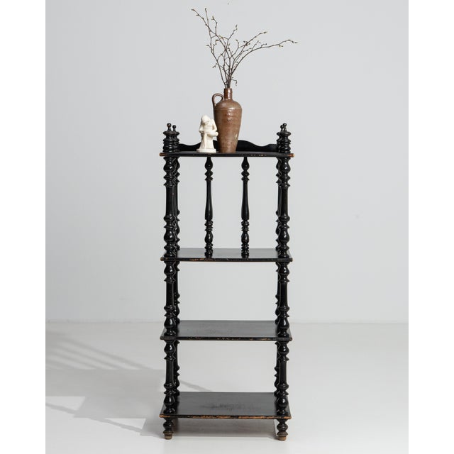 Wood 19th Century Napoleon III Black Patinated Etagere For Sale - Image 7 of 8