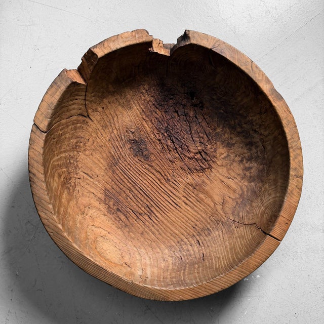 Vintage Japanese Wooden Dough Bowl, 1920s For Sale - Image 6 of 15