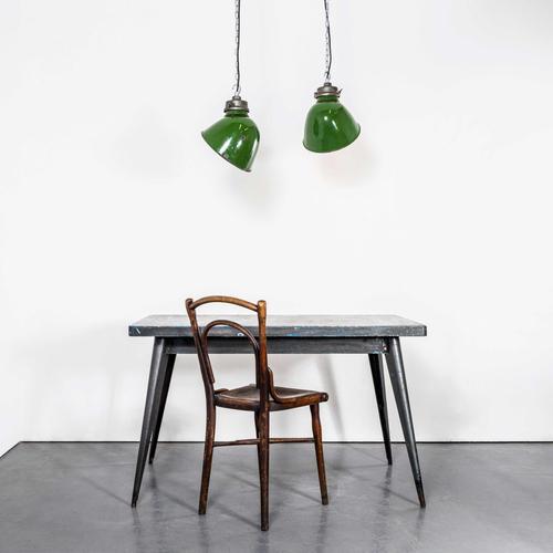 1940's racing green cast top gec enamelled pendant lamps – pair. Gec, or the general electric company, had a significant...