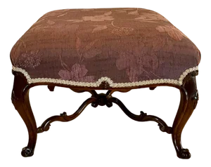 Large Victorian Carved Rosewood Stool, 1850s