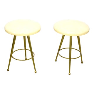 Set of Poufs in Brass, Italy, 1950s For Sale