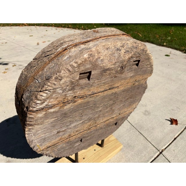 Vintage Wood Milling Wheel - Art Sculpture For Sale - Image 4 of 9