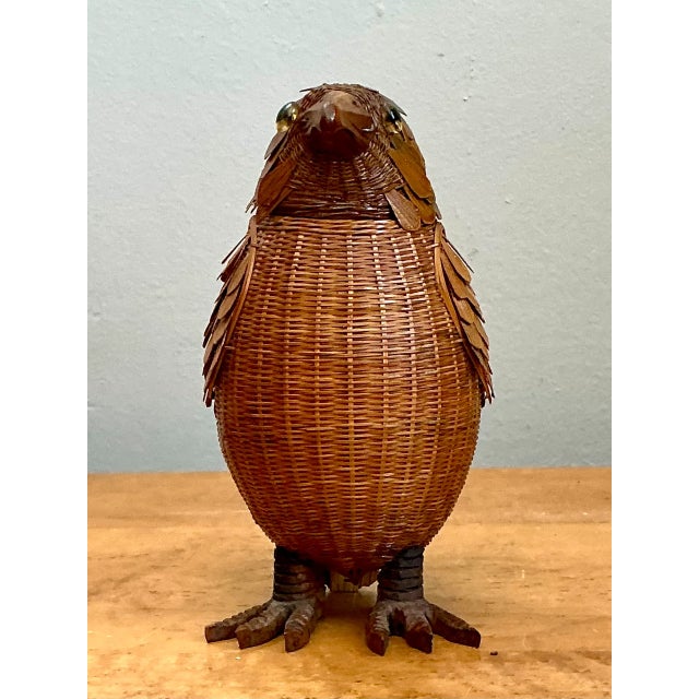 Late 20th Century Vintage Shanghai Weave Woven Rattan Bird For Sale - Image 5 of 12