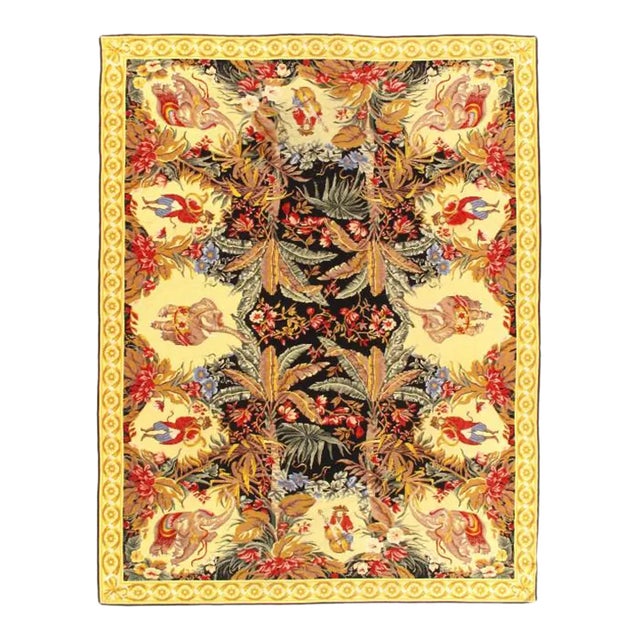 Pasargad DC Multi Color Fine Hand Knotted Aubusson Rug For Sale