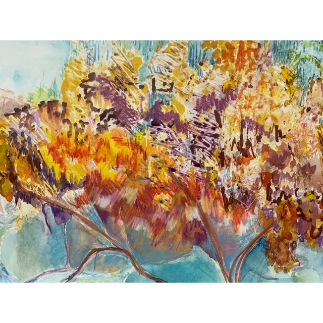 1980s Signed Miriam Schonfeld Painting ~ Autum II Watercolor on Paper For Sale - Image 4 of 6