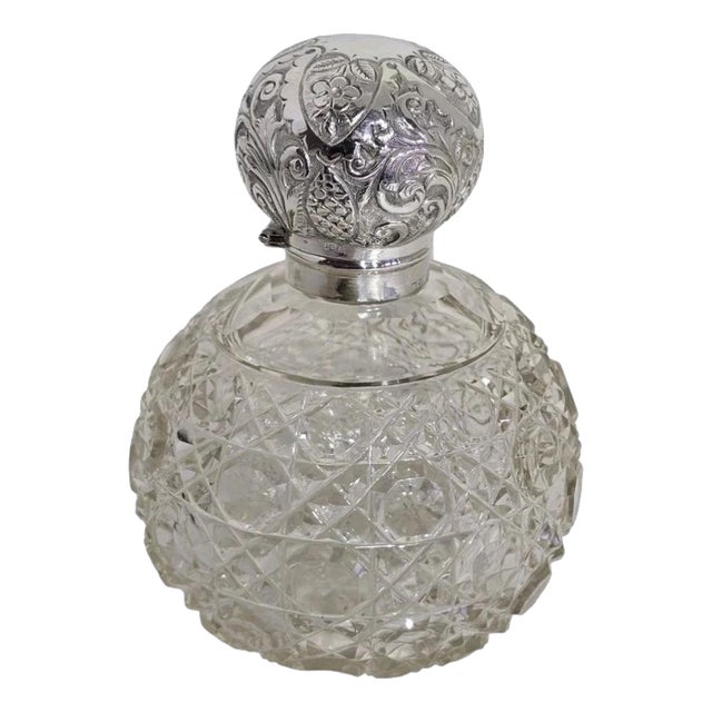 Antique Art Nouveau Cut Glass Scent Bottle from Henry Bushell & Co, Birmingham, 1902 For Sale
