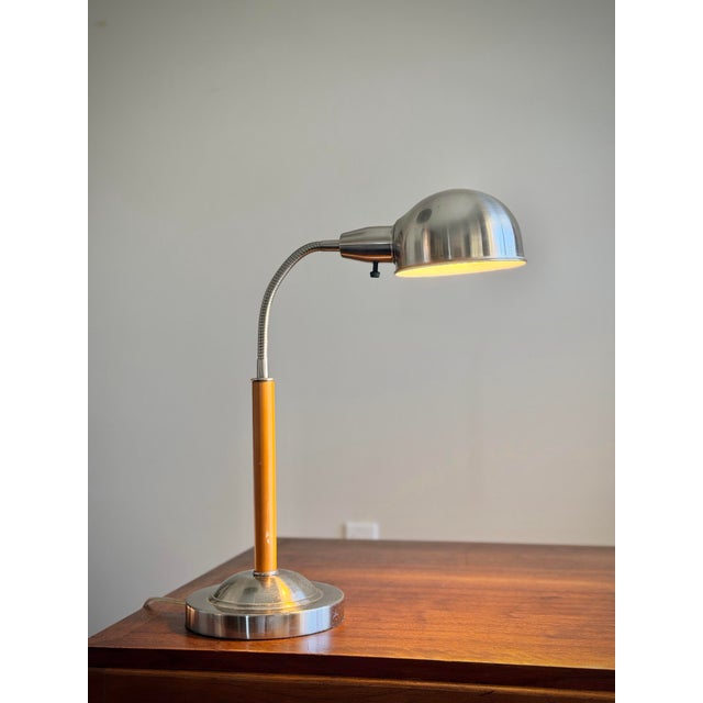 Vintage Mid Century Modern Chrome & Orange Gooseneck Desk Lamp For Sale - Image 11 of 11