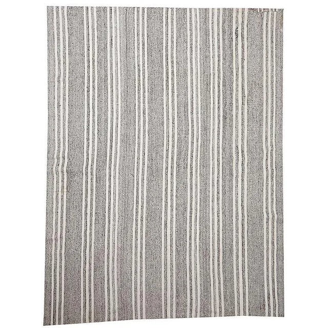 Textile Large Vintage Gray & White Turkish Kilim For Sale - Image 7 of 7