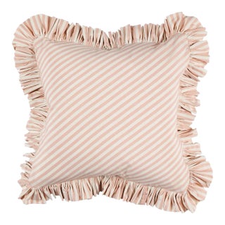 Schumacher Brigitte Stripe 18" Pillow in Blush For Sale