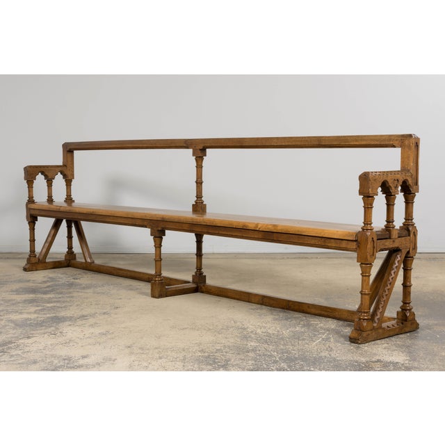 Brown Mid-19th Century French Gothic Revival Oak Church Bench For Sale - Image 8 of 18